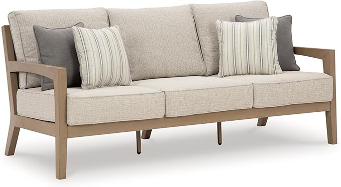 Signature Design by Ashley Hallow Creek Cottage Nuvella Weather Resistant Fabric Outdoor Sofa with Cushion and 4 Throw - Photo 1