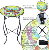 12 Inch Small Outdoor Side Table with Colorful Butterfly, Glass Mosaic Patio Table Indoor - Photo 4