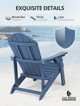 LUE BONA HDPE Adirondack Chairs Set of 2 - Weather Resistant Seating with Cup Holder for Porch, Poolside - Photo 4