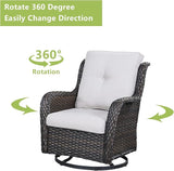 Rilyson Wicker Patio Furniture Set - 5 Piece Rattan Outdoor Sectional Conversation Sets with 2 Rocking Swivel Chairs - Photo 8