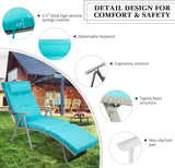 COSTWAY Outdoor Folding Chaise Lounge Chair, Lightweight 7-Gear Adjustable Recliner with Neck Pillow, No Assembly - Photo 8