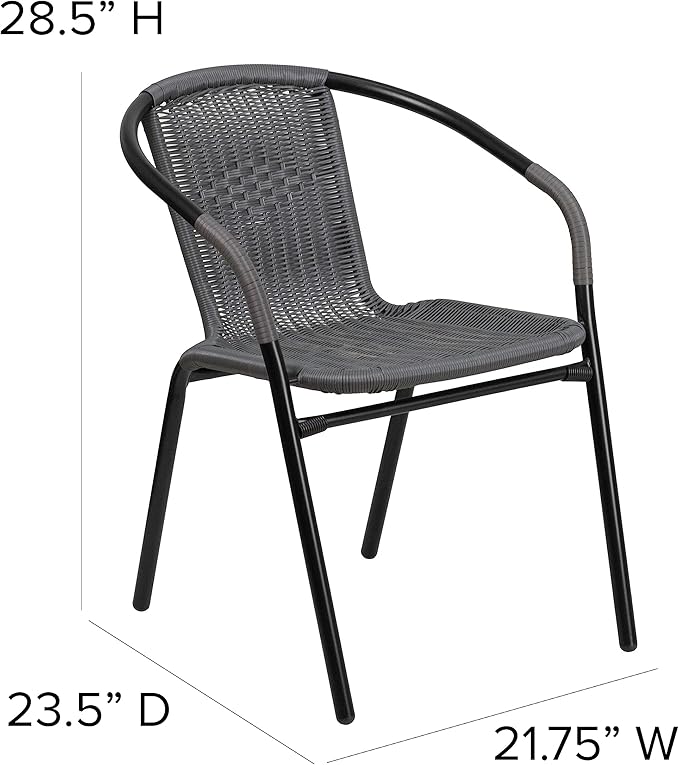 EMMA + OLIVER Set of 2 Modern Rattan Indoor/Outdoor Stack Chairs - Photo 2