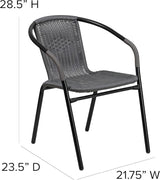 EMMA + OLIVER Set of 2 Modern Rattan Indoor/Outdoor Stack Chairs - Photo 2