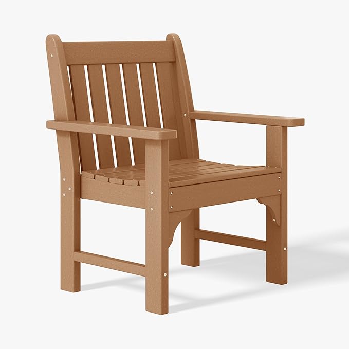 WestinTrends Malibu Outdoor Patio HDPE Adirondack Dining Arm Chair, Teak