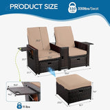 5PCS Outdoor Wicker Chaise Lounge Chair - Rattan Adjustable Reclining Patio Lounge Chair with Ottoman and Coffee Table - Photo 2