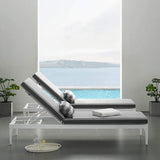 Modway Perspective Aluminum Outdoor Patio Chaise with Cushions, Lounge Chair, White Striped Gray - Photo 1