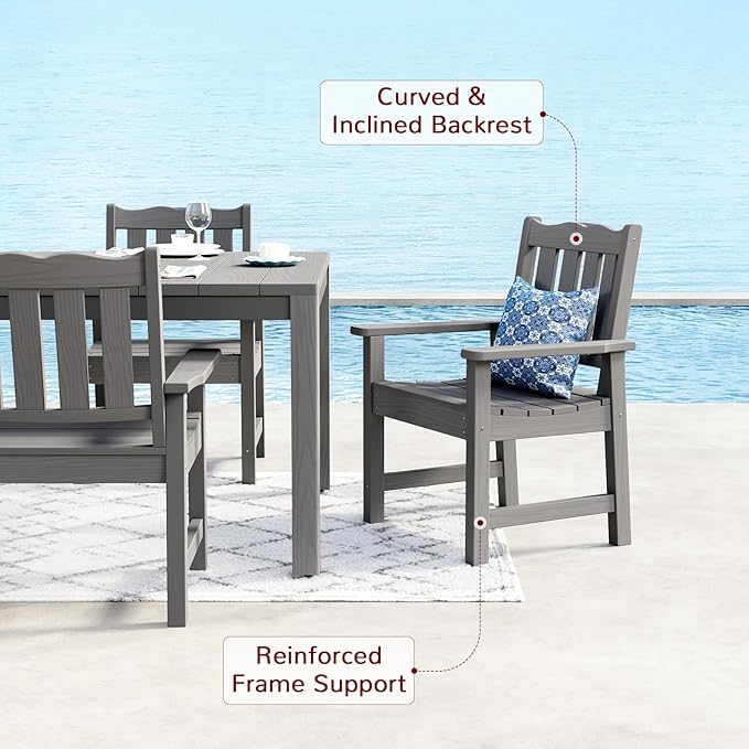 Stoog All-Weather Patio Dining Sets, 7 Pieces Patio Dining Table with Umbrella Hole - Photo 6