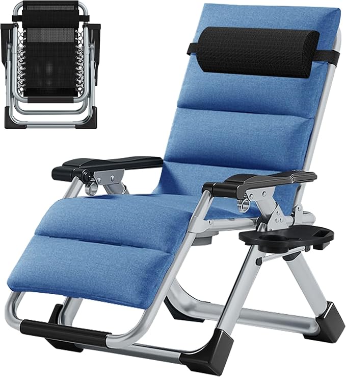 Slsy Zero Gravity Chair, Reclining Lounge Chair with Removable Cushion & Tray for Indoor and Outdoor - Photo 1