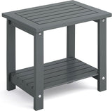 2-Tier Adirondack Outdoor Side Table, 16.6" Acacia Weather-Resistant End Table with Shelf for Patio, Garden, Lawn - Photo 1