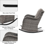 Rilyson Patio Chairs Outdoor Rocking Chair - 2 Piece Wicker Rattan Rocker Chairs Set with High Back and Deep Seating - Photo 3