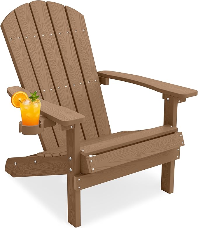 YEFU Adirondack Chair Weather Resistant: Outdoor Chair HIPS Plastic Adirondack Chairs - Patio Chairs with Cup Holder & - Photo 1