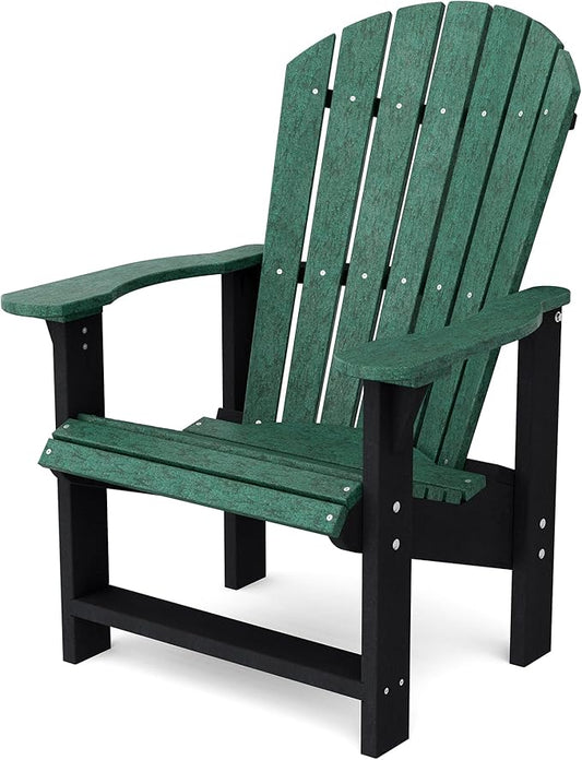 Wildridge Heritage Upright Adirondack Chair, Turf Green and Black - Outdoor All-Weather Poly Furniture for Patio, Deck, Yard