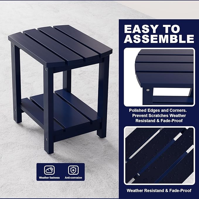 Adirondack Side Table, Double Outdoor Side Tables 18" Solid End Tables - Photo 4