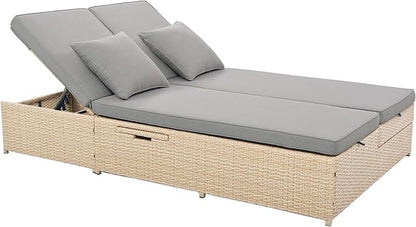 Harper & Bright Designs Garden Outdoor Chaise Lounge, Patio Pool Lounge Chairs for Outside, Wicker Rattan Reclining Folding Pool Lounger with Adjustable Backrest and Removable Cushions,Brown