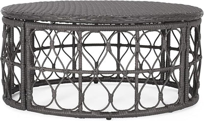 Bruce Outdoor Coffee Table - Wicker - Gray