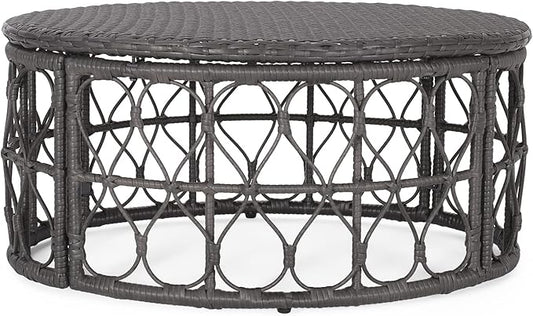 Bruce Outdoor Coffee Table - Wicker - Gray