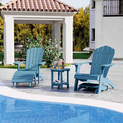 YEFU Adirondack Ottoman Set of 2, Patio Foot Rest, Adirondack Foot Rest, Folding Adirondack Footstool, Weather Resistant for Adirondack Chair, Widely Used for Outdoor, Porch, Backyard, Fire Pits-Blue
