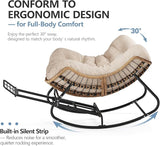 SWITTE Outdoor Papasan Rocking Chair with Adjustable Footrest, Oversized Wicker Zero-Gravity Chair with Cushion - Photo 7