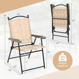 Giantex Set of 2 Patio Folding Chairs, Outdoor Patio Dining Chairs w/Armrest, Sling Back, Metal Frame - Photo 3