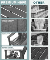 Adirondack Chair Set of 6, All Weather HDPE Fire Pit Chairs, Oversized Plastic Adirondack Chair for Outdoor, Balcony - Photo 4