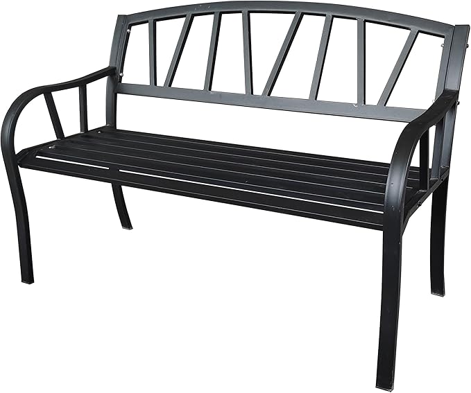 Gardener Select® 4-Foot Contemporary Metal Outdoor Patio Garden Bench, Black
