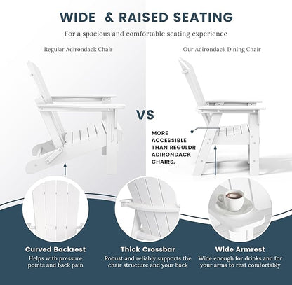 WO WESTIN OUTDOOR HDPE Laguna Adirondack Casual Patio Dining Chair,White