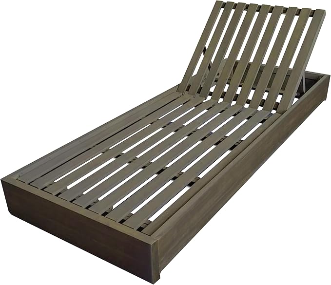 Christopher Knight Home Bayard Acacia Wood Chaise Lounge Chair Outdoor, Adjustable Backrest Sun Lounger Recliner, Wooden Patio Sun Bathing Lounge Chair, Grey