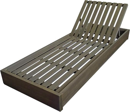 Christopher Knight Home Bayard Acacia Wood Chaise Lounge Chair Outdoor, Adjustable Backrest Sun Lounger Recliner, Wooden Patio Sun Bathing Lounge Chair, Grey