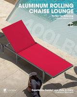 Ciokea Aluminum Chaise Lounge Chair Outdoor with Wheels - Photo 7