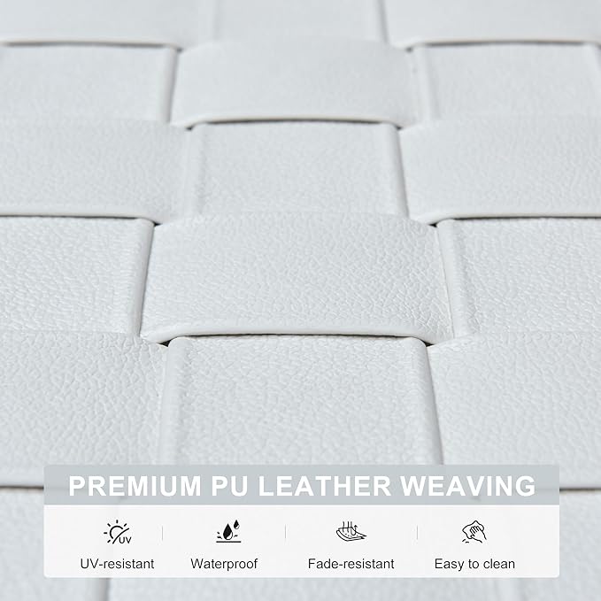 PURPLE LEAF Patio Lounge Chair Modern Luxury Outdoor Chaise Lounge 2 Pieces with Adjustable Backrest PU Leather Style Chaise Lounge Chairs for Pool Garden Backyard Beach, White