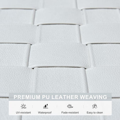 PURPLE LEAF Patio Lounge Chair Modern Luxury Outdoor Chaise Lounge 2 Pieces with Adjustable Backrest PU Leather Style Chaise Lounge Chairs for Pool Garden Backyard Beach, White