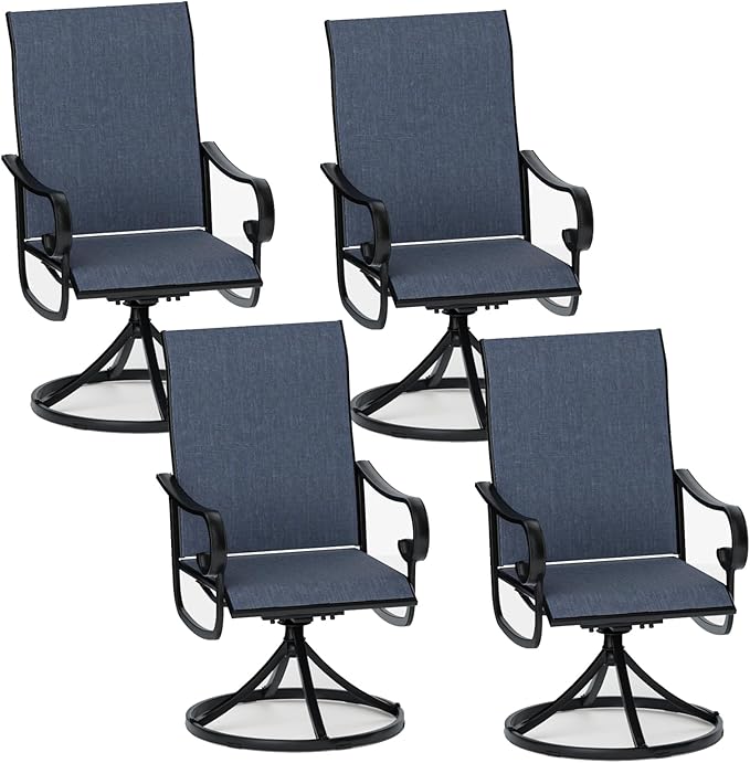Patio Swivel Chairs Set of 4, Outdoor Dining Chairs with High Back - Photo 1