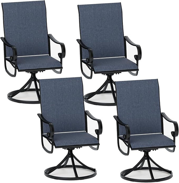 Patio Swivel Chairs Set of 4, Outdoor Dining Chairs with High Back - Photo 1