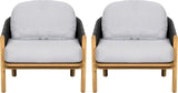 Christopher Knight Home Grotta Acacia Wood Patio Accent Chair Set of 2, Wooden Lounge Chair Outdoor - Photo 4
