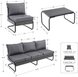 4 Piece Patio Furniture Set, Modern Patio Conversation Set for 5, All Weather Bistro Furniture Set - Photo 2