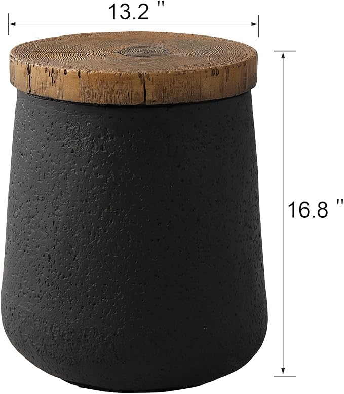 SUNBURY Outdoor Side Table, 13" W Black Outdoor End Tables Set of 2, Patio Accent Side Table - Photo 3