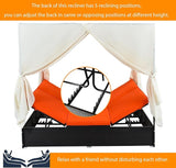Patio Chaise Lounge, Outdoor Patio PE Rattan Wicker Sunbed Daybed with Orange Cushions - Photo 3