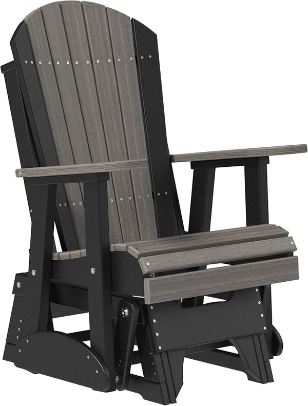 LuxCraft 2' Adirondack Glider Chair, Outdoor Patio Rocking Glider, Gliding Rocker for Outside (Coastal Gray & Black) - Photo 1