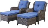 Rilyson Wicker Patio Furniture Set - 4 Piece Rattan Outdoor Sectional Conversation Sets with 2 Chairs and 2 Ottomans - Photo 1