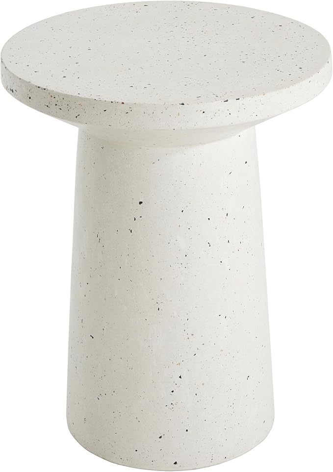 Christopher Knight Home Norvin Patio Lightweight Concrete Terrazzo Coffee Table, Indoor and Outdoor Table for Garden/Backyard/Poolside/Balcony Cafeteria, MGO Outdoor Side Table with No Assembly,White