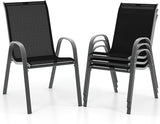COSTWAY Patio Dining Chairs Set of 4, Stackable Outdoor Chairs with Armrest and High Back - Photo 1