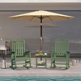 Aruba Blue 4-Piece Outdoor Rocking Chair Set – 2 HDPE Rocking Lawn Chairs, Side Table & Beige 9FT Patio Umbrella - Photo 1