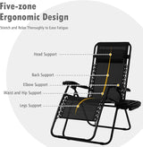 Tangkula Set of 2 Zero Gravity Chair, Folding Patio Lounge Chair Adjustable Outdoor Recliner with Cup Holder - Photo 9