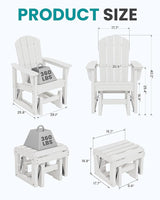 SERWALL Outdoor Glider Chair Set of 2 with Ottoman, HDPE Wood-Like Patio Glider Set All-Weather Porch Glider for Outside - Photo 2