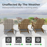 Folding Adirondack Chair with Wood Texture, HDPE All-Weather Fire Pit Chairs - Photo 4