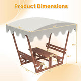 Wooden Picnic Table,Outdoor Wooden Dining Rectangle Table w/Umbrella Hole,for Patio,Garden,Backyard - Photo 2