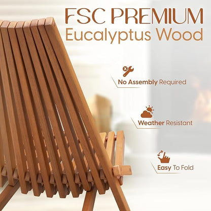 Elina Tamarack Folding Wooden Chair Set of 2, Natural Color