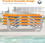 Domi Outdoor Lounge Chair, Aluminum Patio Chaise Lounge with 5 Position Adjustable Backrest and Wheels - Photo 8