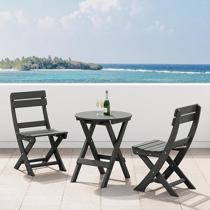 Costaelm Outdoor Patio Modern Folding Dining Chair, HDPE Armless Poly Lumber Plastic Outdoor Chairs Restaurant Bistro Dining Table Chair for Outside Porch Backyard Garden, Gray