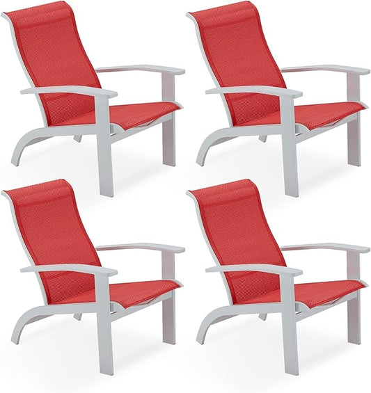 DIFY Patio Adirondack Chair Set of 4,Outdoor Adirondack Chair Weather Resistant for Backyard,Pool Deck and Beach,Red